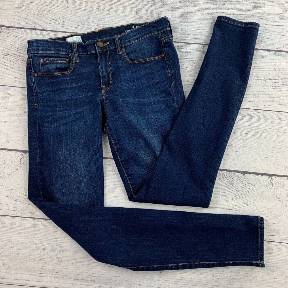 Gap 1969 Jeans sz 28 L Legging Skinny Dark Wash Inseam 31" Women's